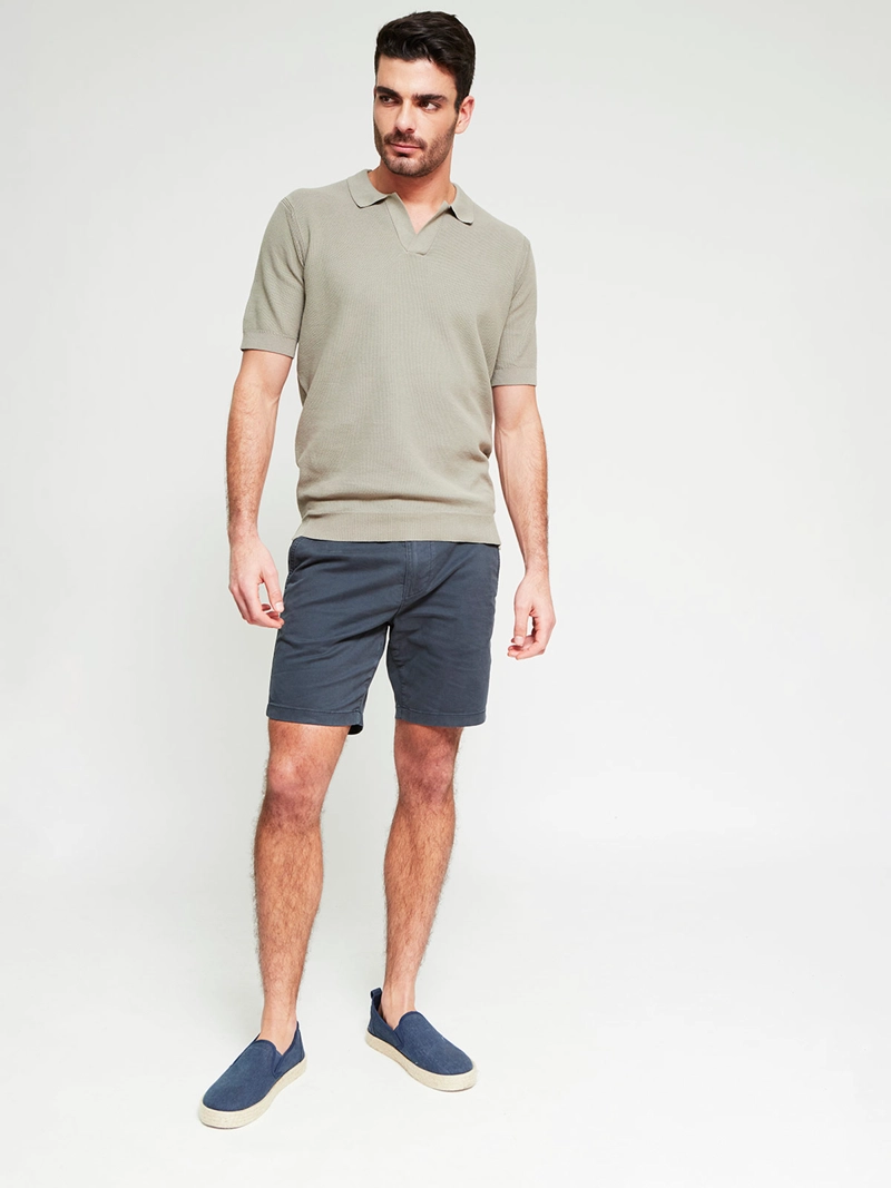 POLERA HOMBRE CACHAREL ALGODÓN CUELLO POLO MANGA CORTA TEJIDA - 4