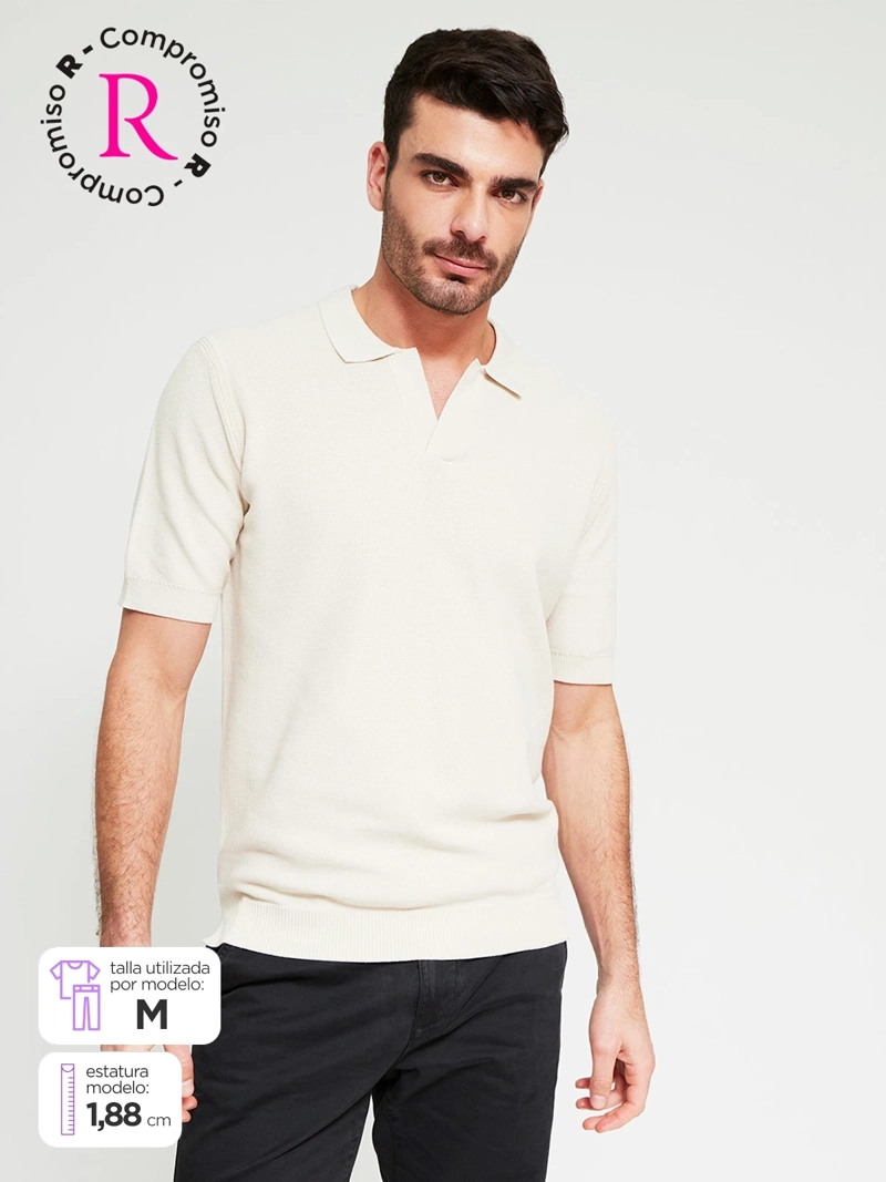 POLERA HOMBRE CACHAREL ALGODÓN CUELLO POLO MANGA CORTA TEJIDA