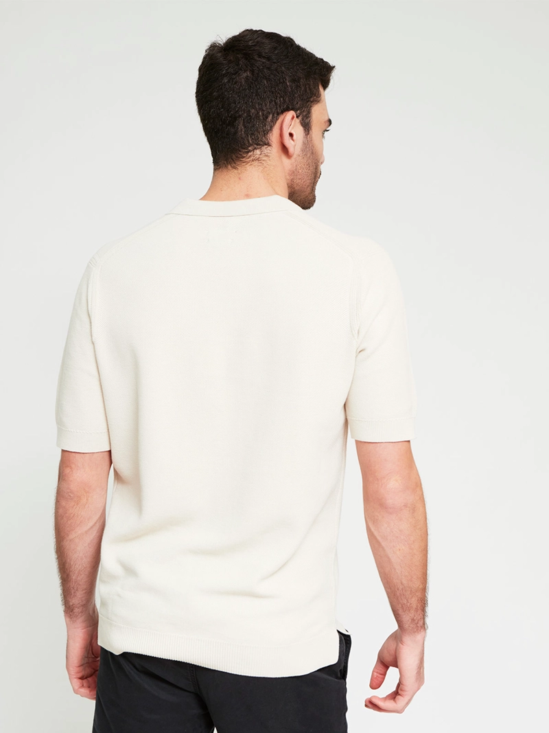 POLERA HOMBRE CACHAREL ALGODÓN CUELLO POLO MANGA CORTA TEJIDA - 2