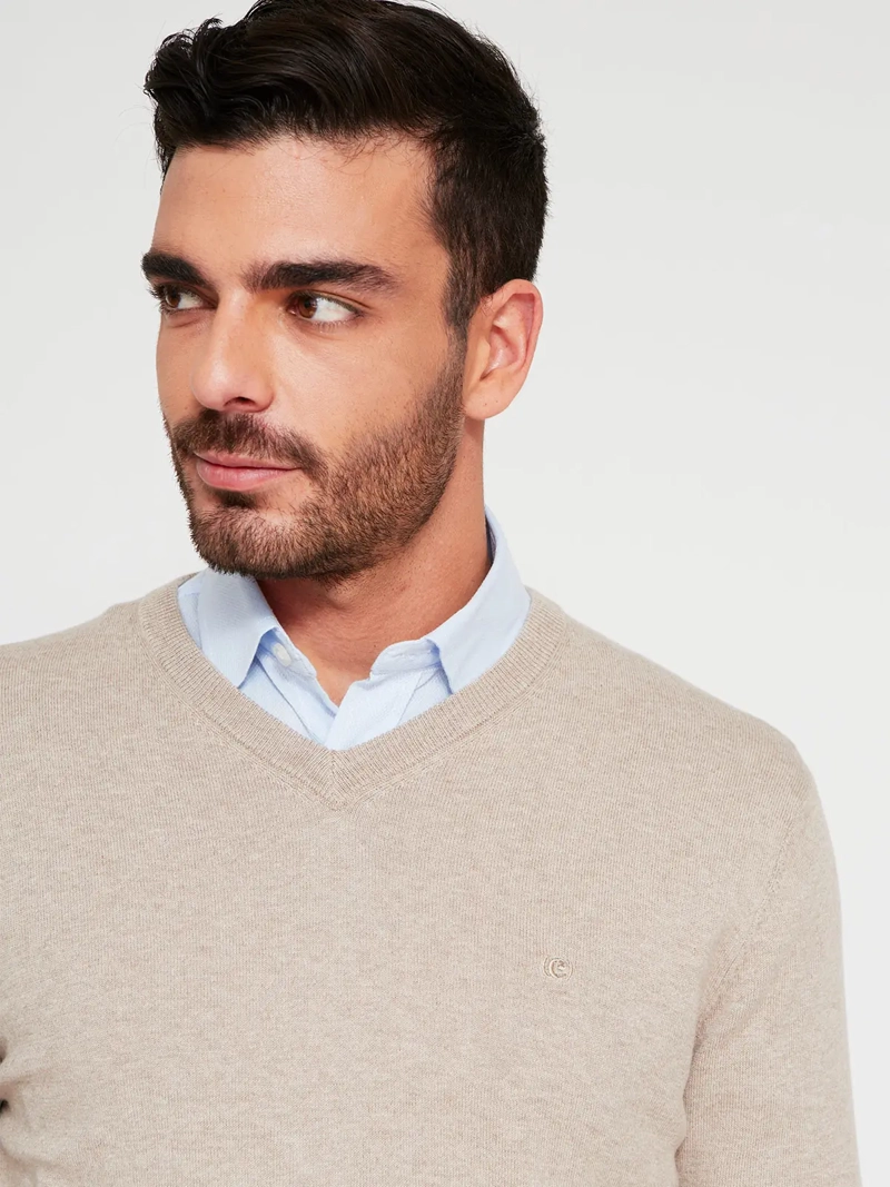 SWEATER HOMBRE CACHAREL ALGODÓN CUELLO EN V - 3