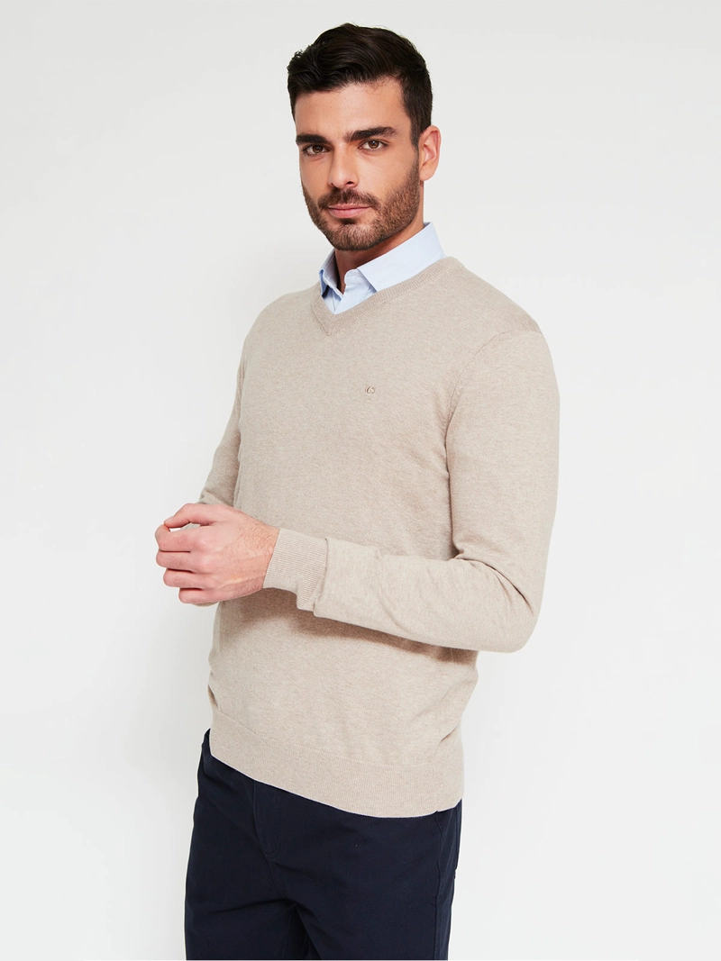 SWEATER HOMBRE CACHAREL ALGODÓN CUELLO EN V - 1