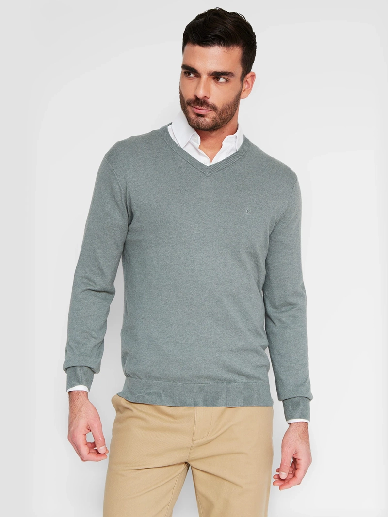 SWEATER HOMBRE CACHAREL ALGODÓN CUELLO EN V