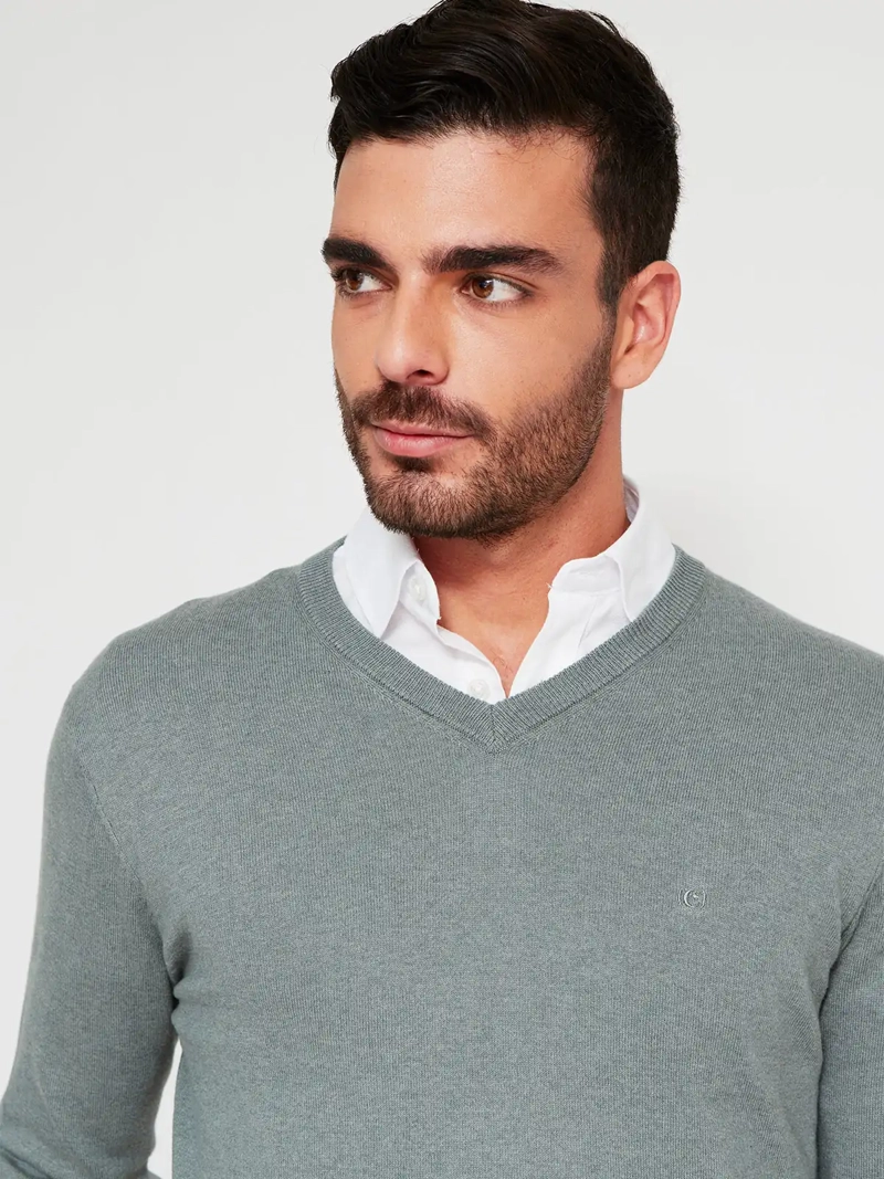 SWEATER HOMBRE CACHAREL ALGODÓN CUELLO EN V - 3