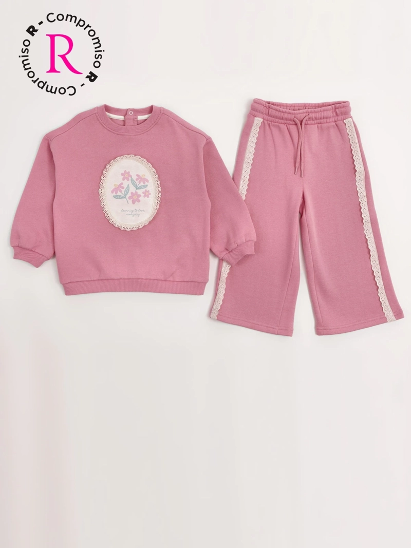 CONJUNTO POLERÓN + PANTALÓN DE BUZO NIÑA BABY HARVEST ALGODÓN  - 1