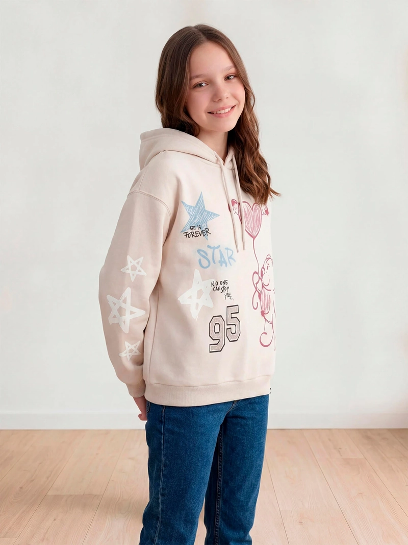 POLERÓN NIÑA INDEX TEEN ALGODÓN OVERSIZE ESTAMPADO - 1