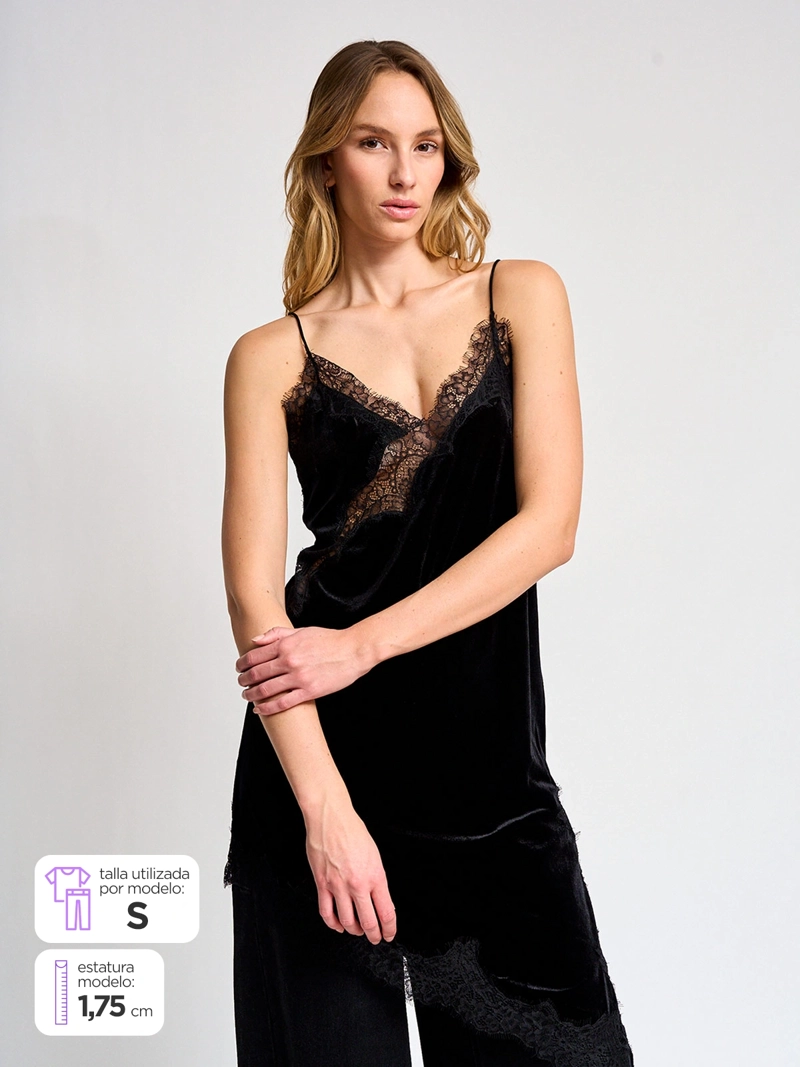 VESTIDO MUJER MARQUIS ENCAJE TERCIOPELO - 1