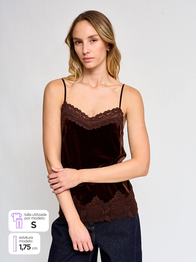 BLUSA MUJER MARQUIS LENCERA TERCIOPELO - 1