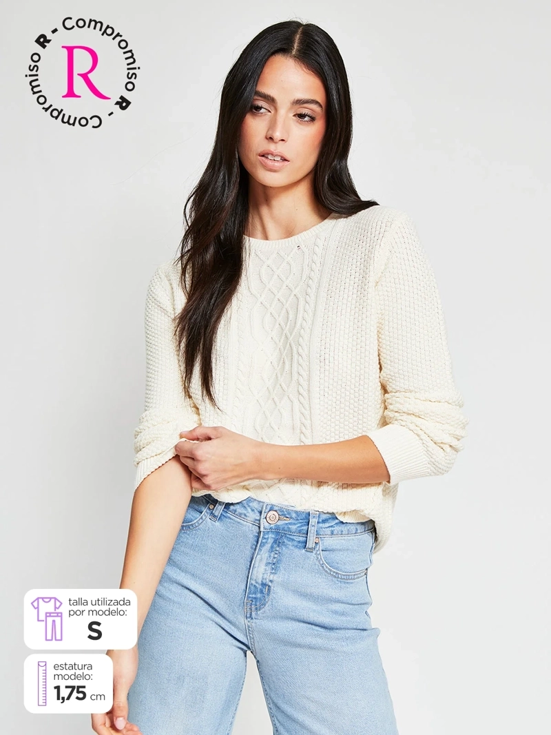 SWEATER MUJER BARBADOS ALGODÓN TRENZADO - 1