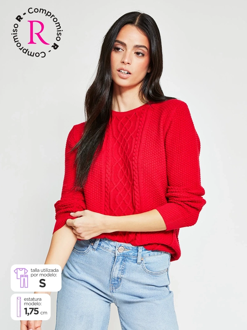 SWEATER MUJER BARBADOS ALGODÓN TRENZADO - 1