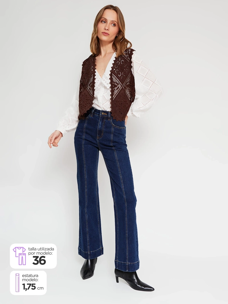 JEANS MUJER MARQUIS ALGODÓN FLARE ALFORZAS - 1