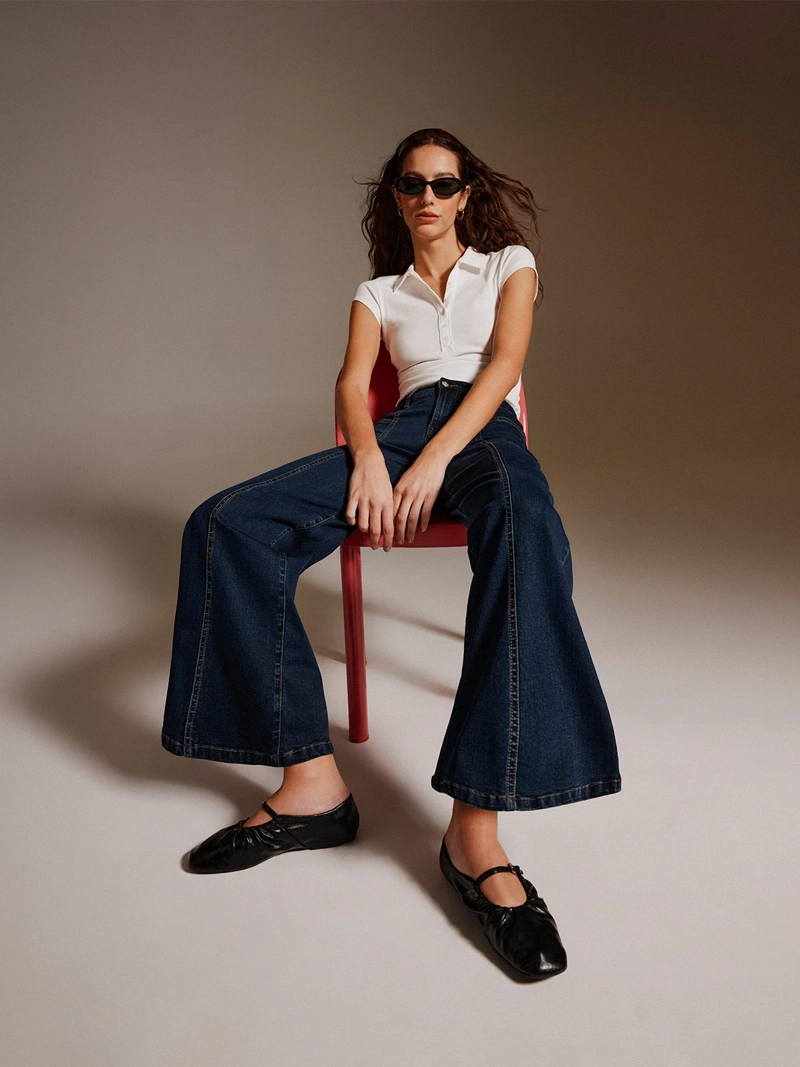 JEANS MUJER MARQUIS ALGODÓN FLARE ALFORZAS
