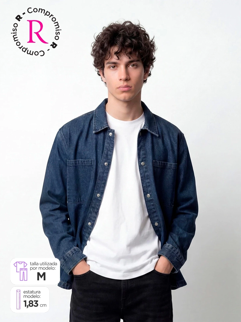 SOBRECAMISA HOMBRE INDEX ALGODÓN DENIM BOTONES - 1