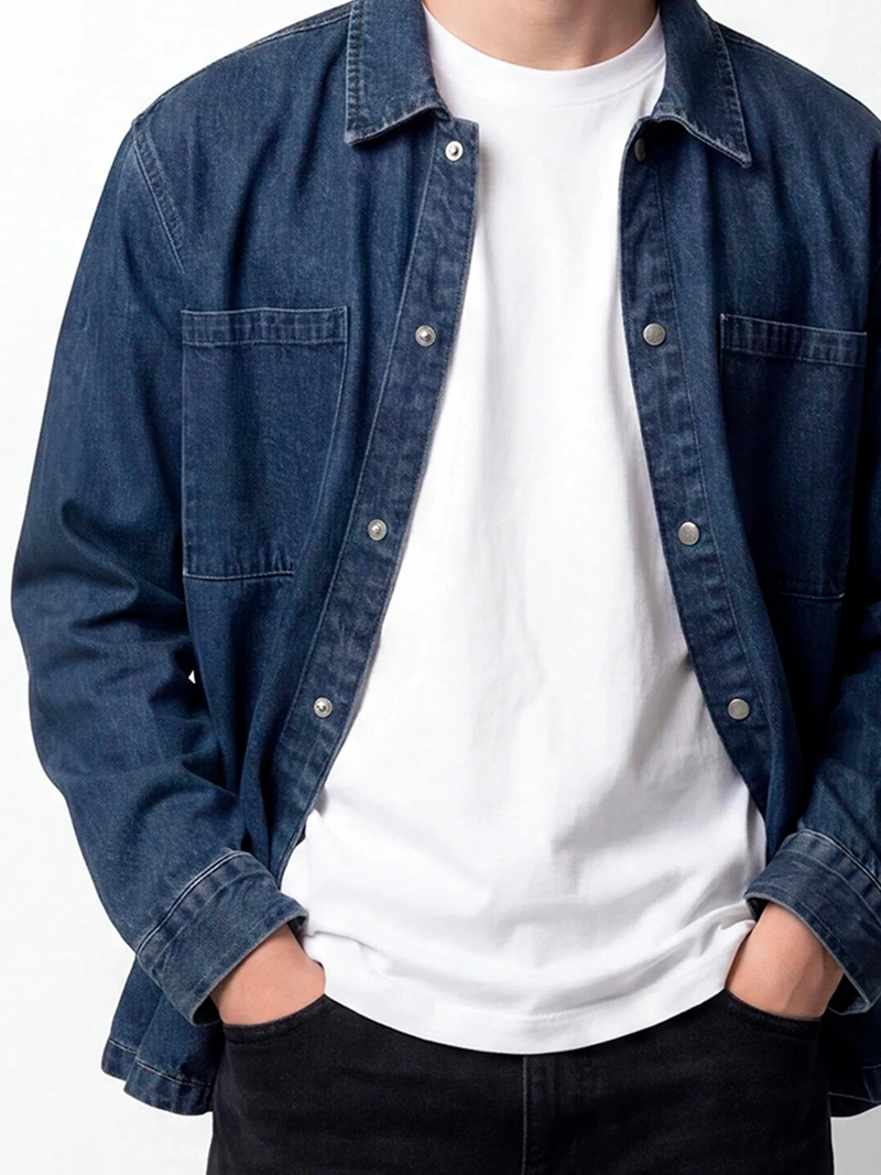 SOBRECAMISA HOMBRE INDEX ALGODÓN DENIM BOTONES - 4