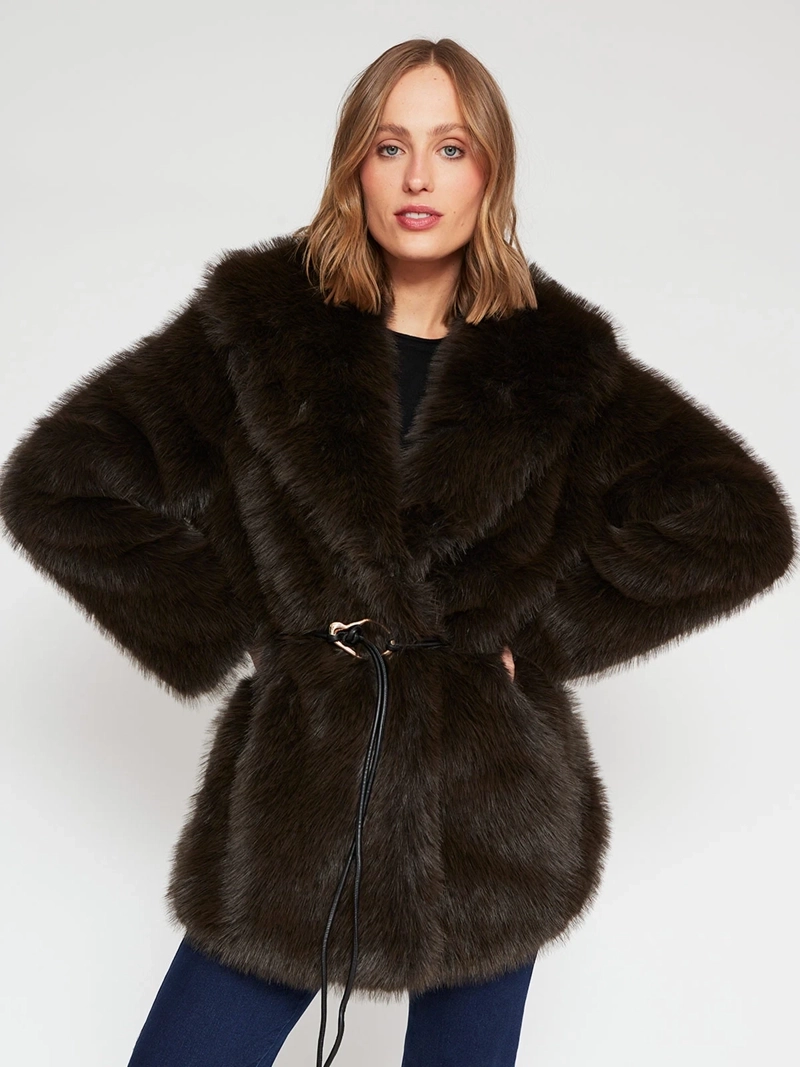 CHAQUETA MUJER MARQUIS EFECTO PIEL CINTURÓN - 3