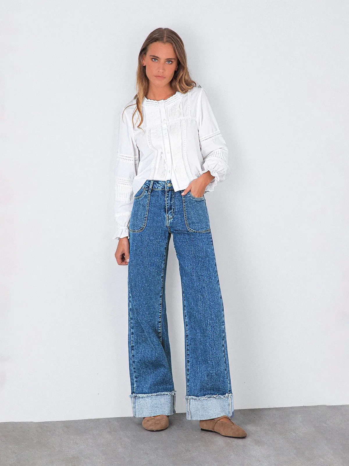 PANTALÓN MUJER RAINDOOR ALGODÓN WIDE LEG - 1