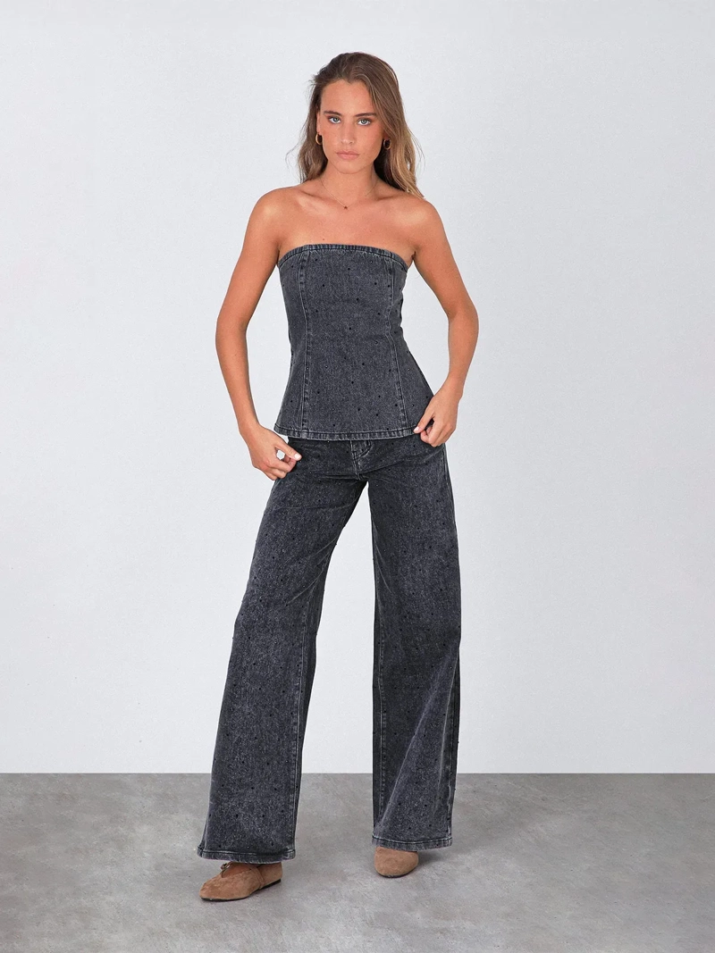 PANTALÓN MUJER RAINDOOR ALGODÓN STRASS - 2