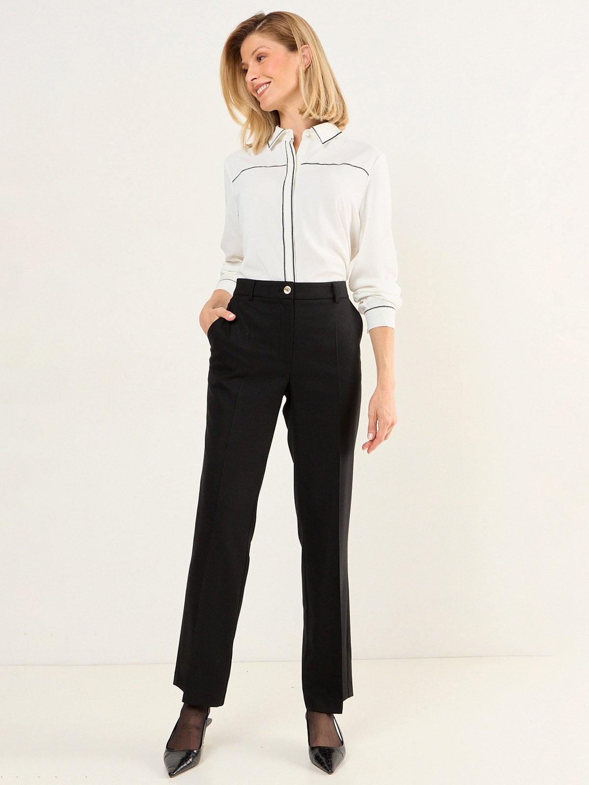 PANTALÓN MUJER MA GRIFFE FRANELA FORMAL CLÁSICO RECTO - 1