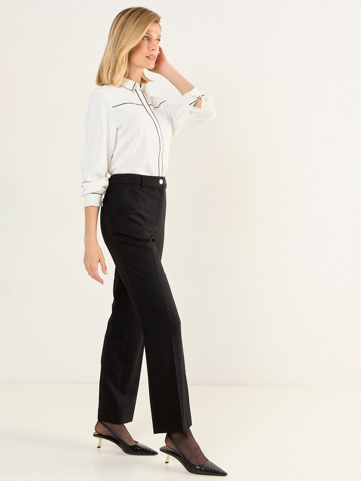 PANTALÓN MUJER MA GRIFFE FRANELA FORMAL CLÁSICO RECTO - 2
