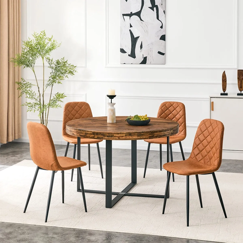 JUEGO DE COMEDOR RIPLEY HOME INDUSTRIAL 4 SILLAS CAFÉ - 1