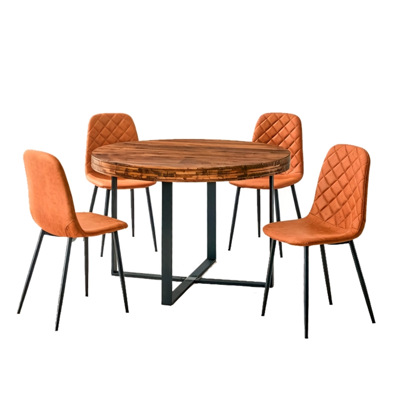 JUEGO DE COMEDOR RIPLEY HOME INDUSTRIAL 4 SILLAS CAFÉ - 2