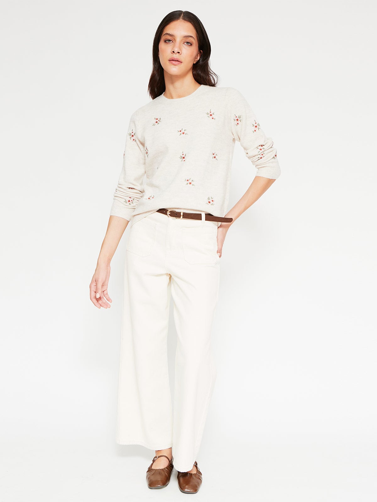 SWEATER MUJER AZIZ MANGA LARGA BORDADO - 4