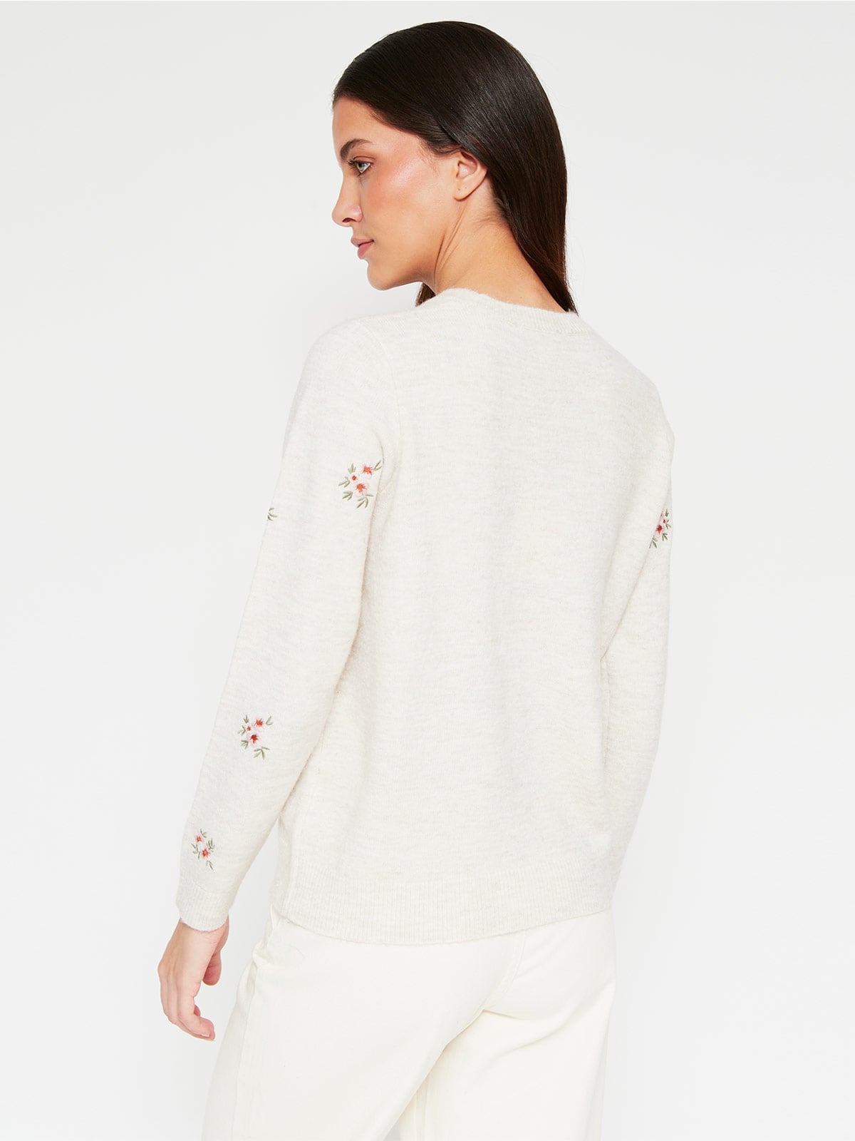 SWEATER MUJER AZIZ MANGA LARGA BORDADO - 2