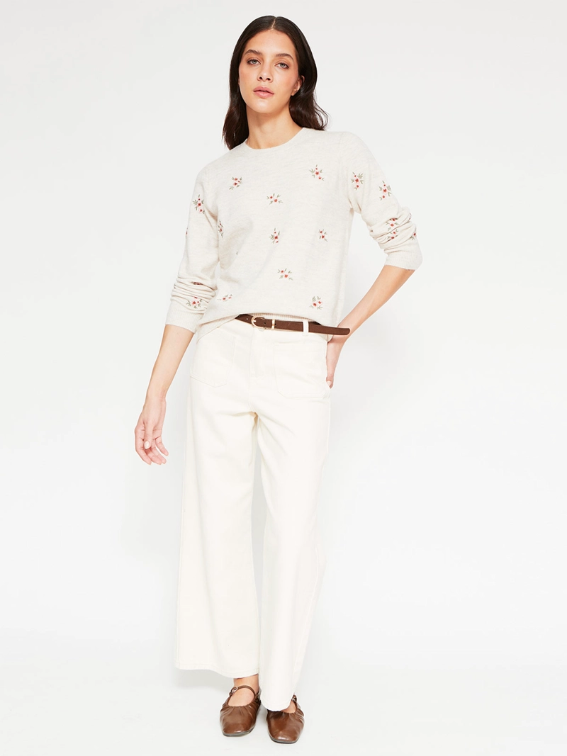 SWEATER MUJER AZIZ MANGA LARGA BORDADO - 4