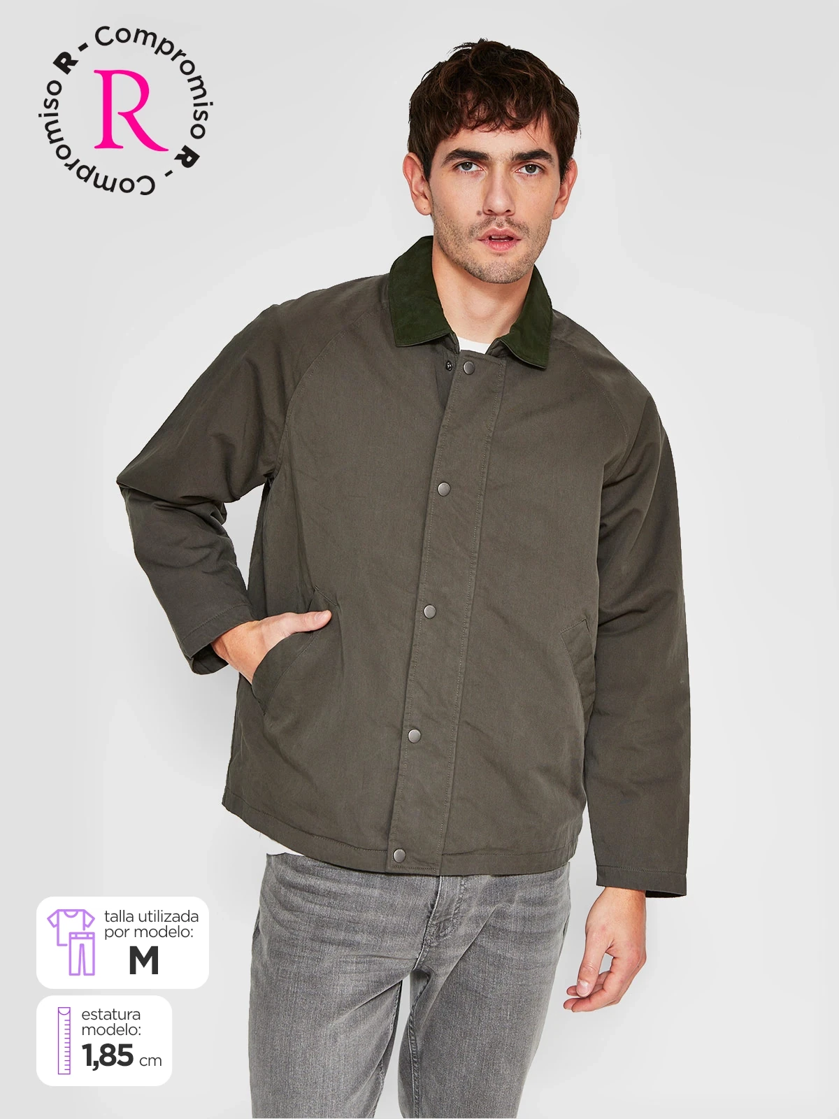 CHAQUETA HOMBRE CACHAREL ALGODÓN CUELLO CAMISERO - 1