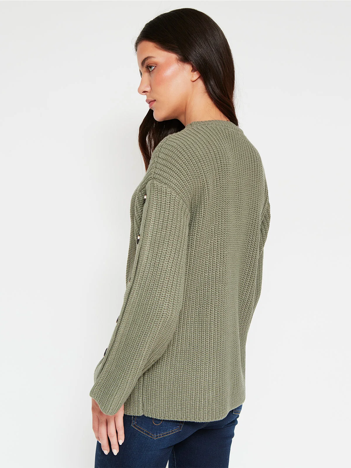 SWEATER MUJER AZIZ MANGA LARGA BOTONES - 2