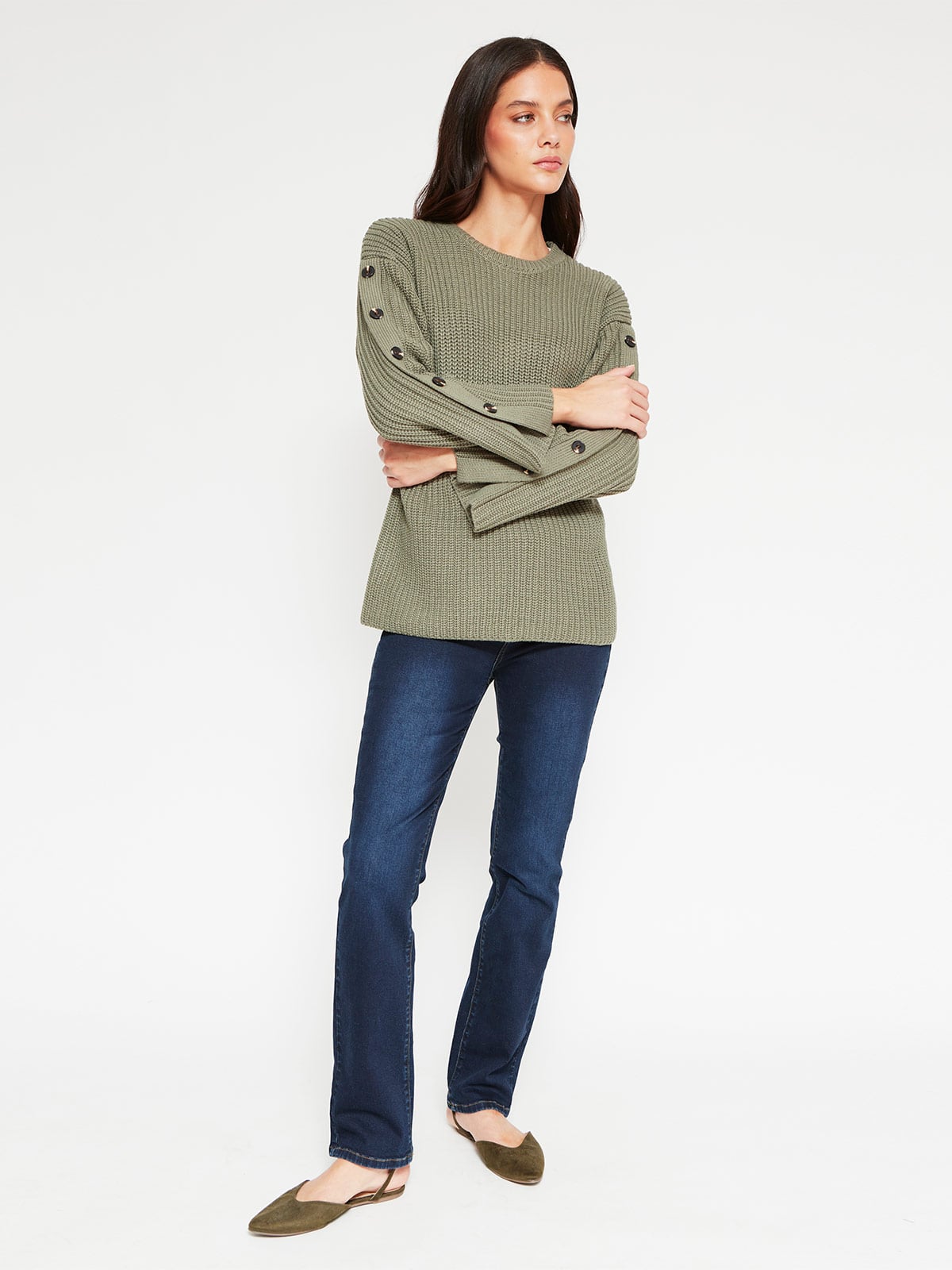 SWEATER MUJER AZIZ MANGA LARGA BOTONES - 4