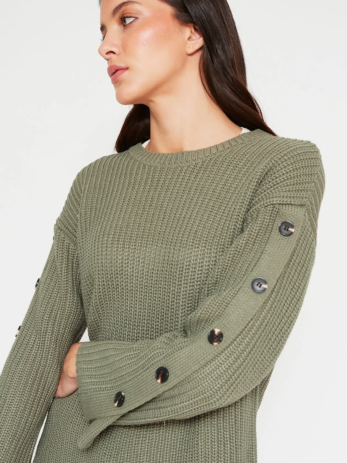SWEATER MUJER AZIZ MANGA LARGA BOTONES - 3