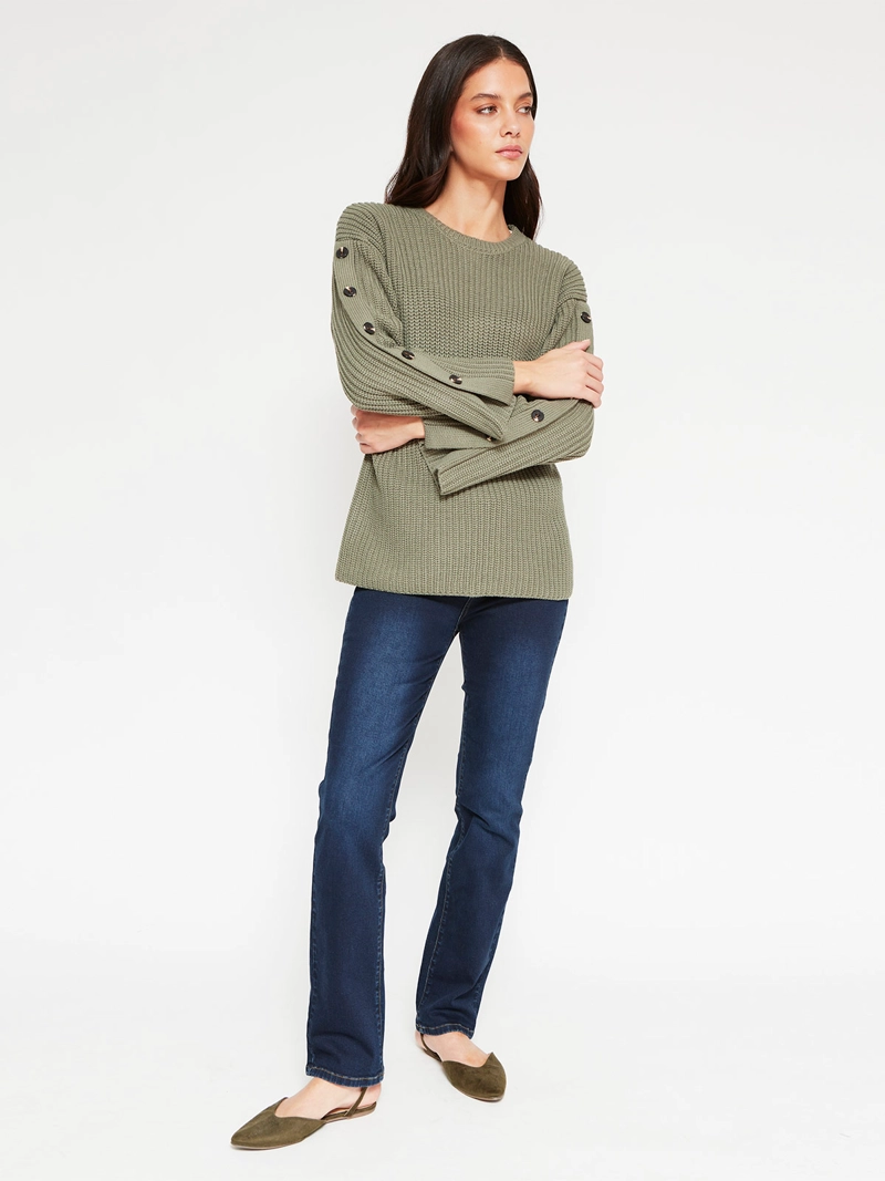 SWEATER MUJER AZIZ MANGA LARGA BOTONES - 4