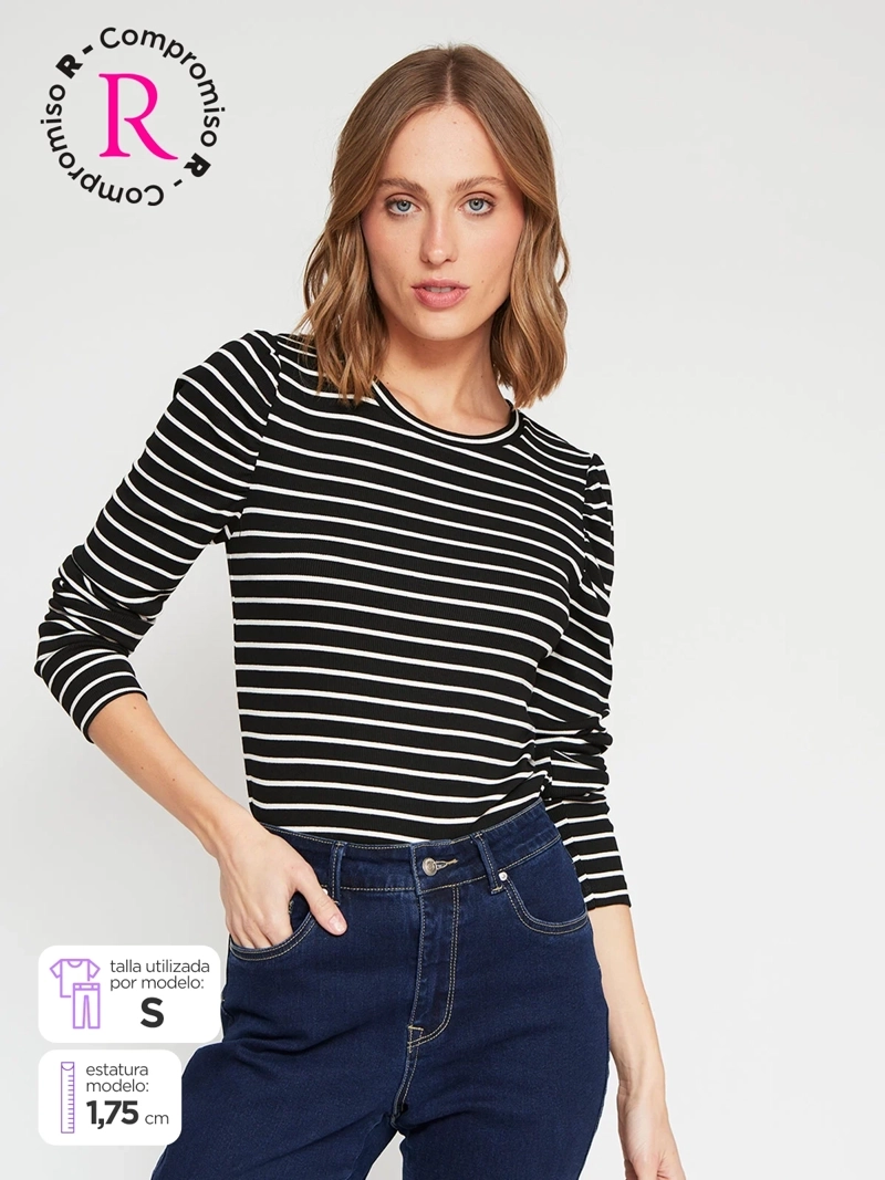 POLERA MUJER MARQUIS MANGA GLOBO - 1