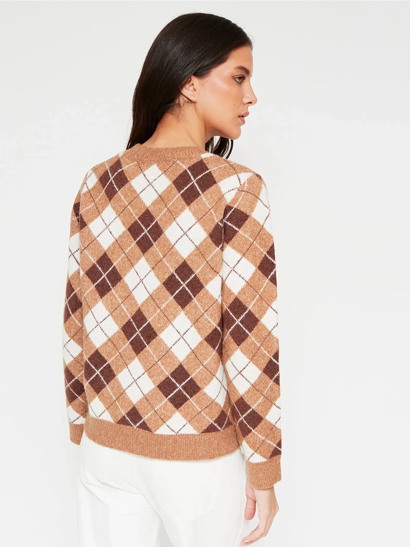 SWEATER MUJER AZIZ MANGA LARGA ROMBOS - 2