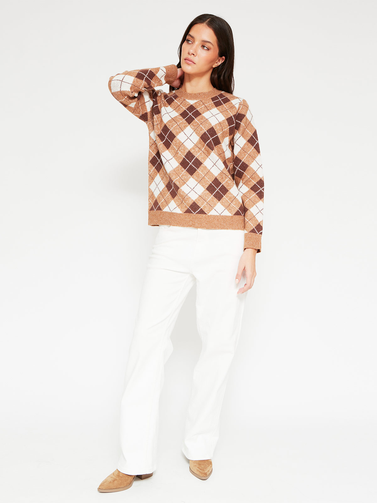 SWEATER MUJER AZIZ MANGA LARGA ROMBOS - 4