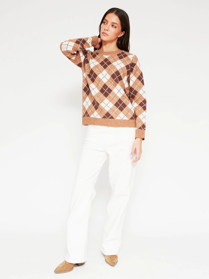 SWEATER MUJER AZIZ MANGA LARGA ROMBOS - 4