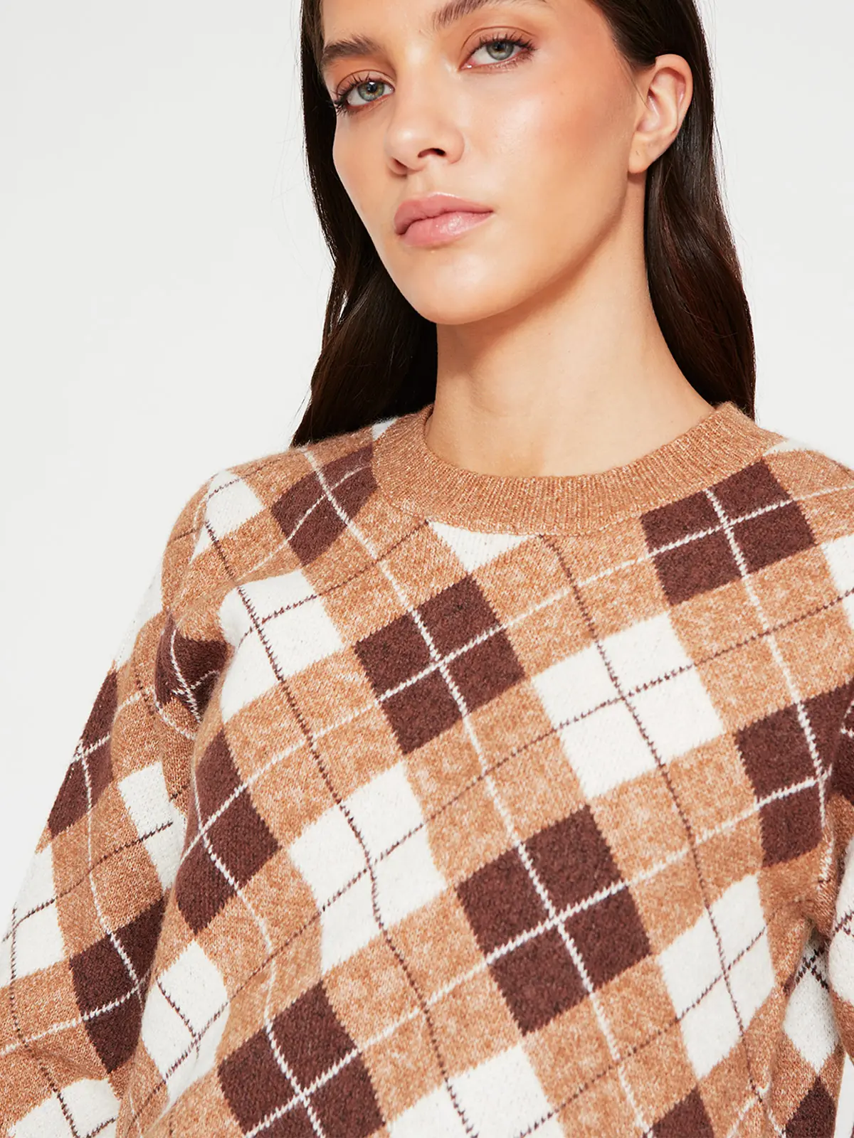SWEATER MUJER AZIZ MANGA LARGA ROMBOS - 3