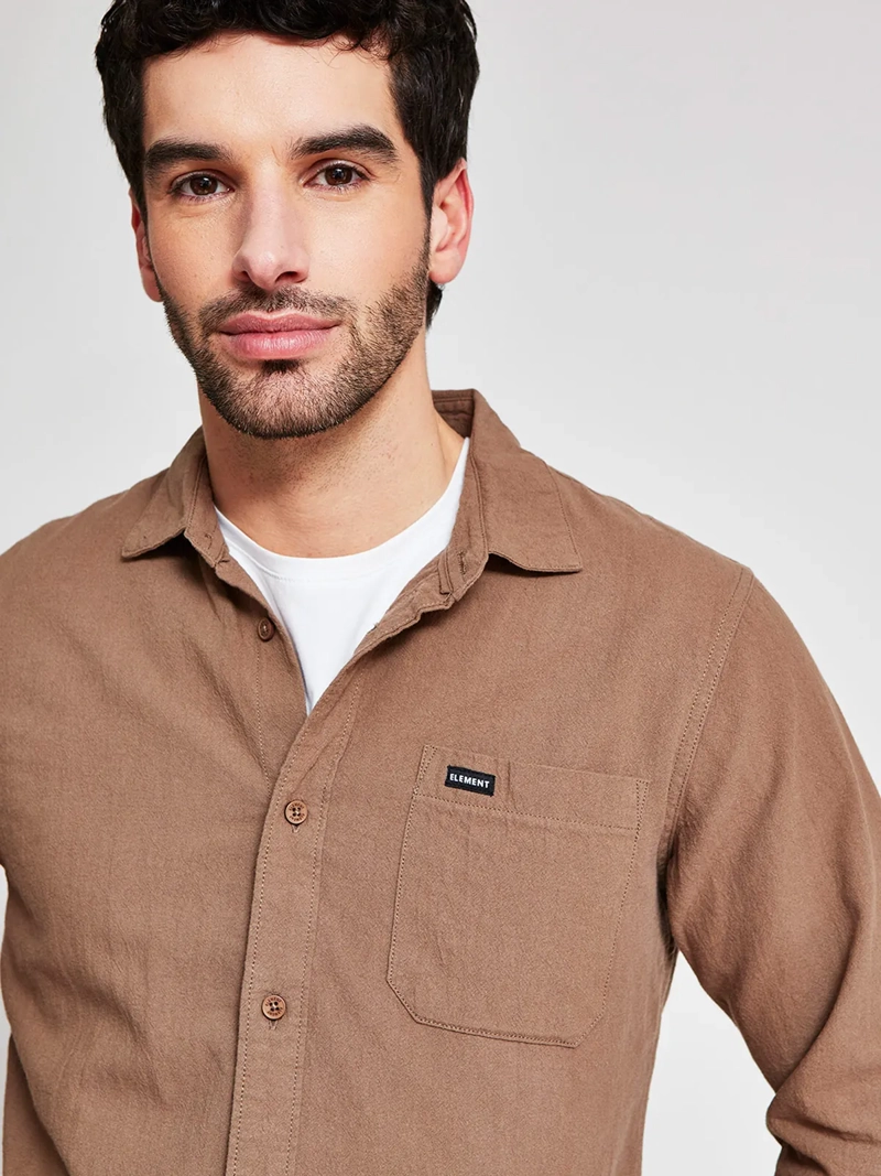 CAMISA HOMBRE ELEMENT ALGODÓN MANGA LARGA TEXTURA BÁSICA - 3
