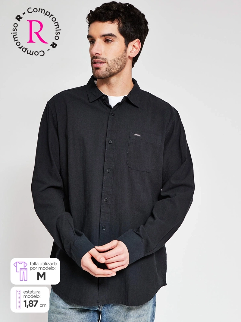 CAMISA HOMBRE ELEMENT ALGODÓN MANGA LARGA TEXTURA BÁSICA - 1