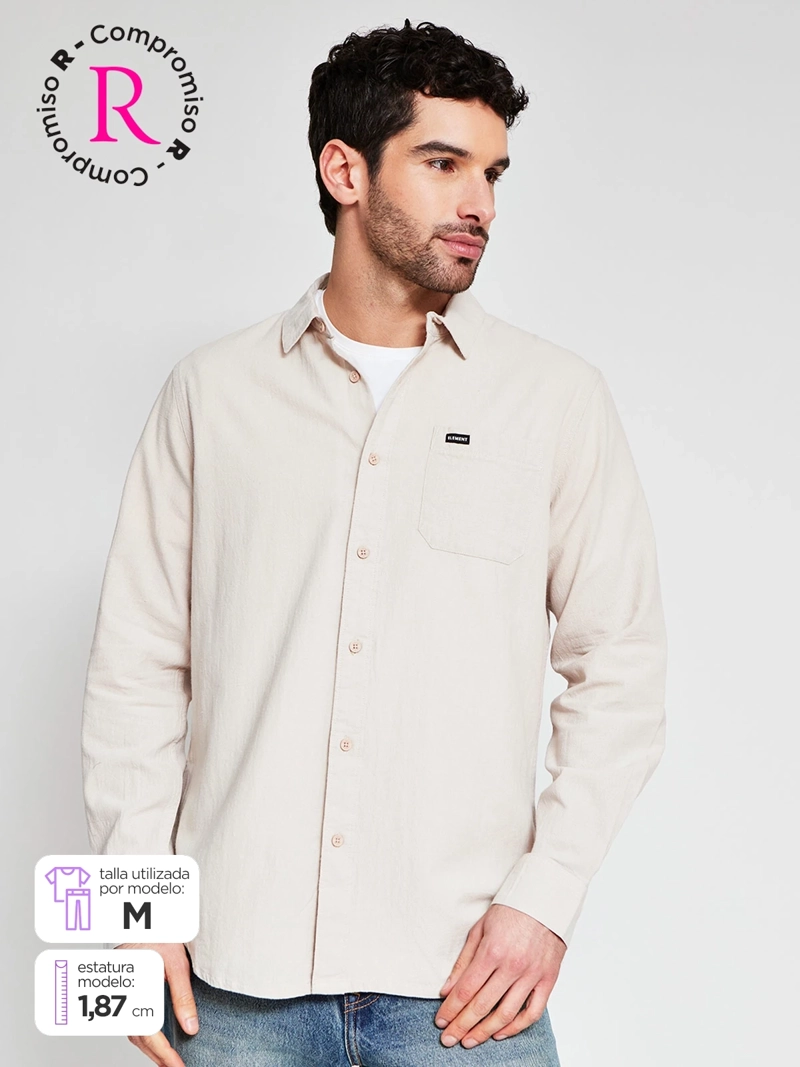 CAMISA HOMBRE ELEMENT ALGODÓN MANGA LARGA TEXTURA BÁSICA - 1