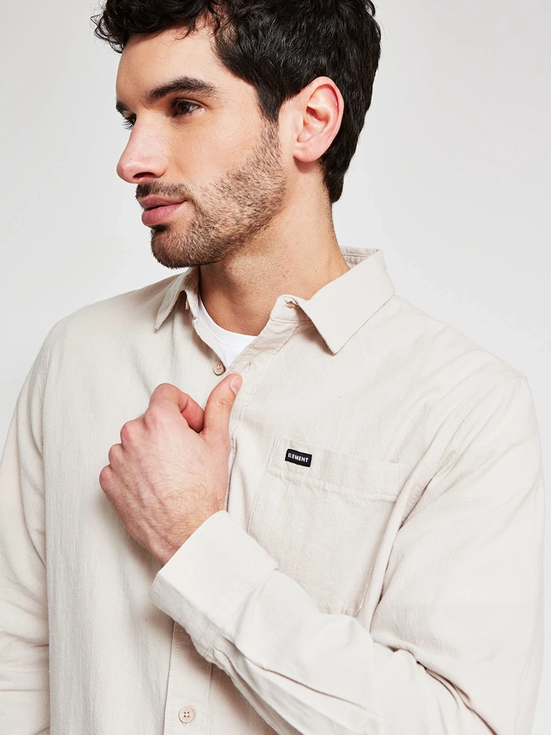 CAMISA HOMBRE ELEMENT ALGODÓN MANGA LARGA TEXTURA BÁSICA - 3