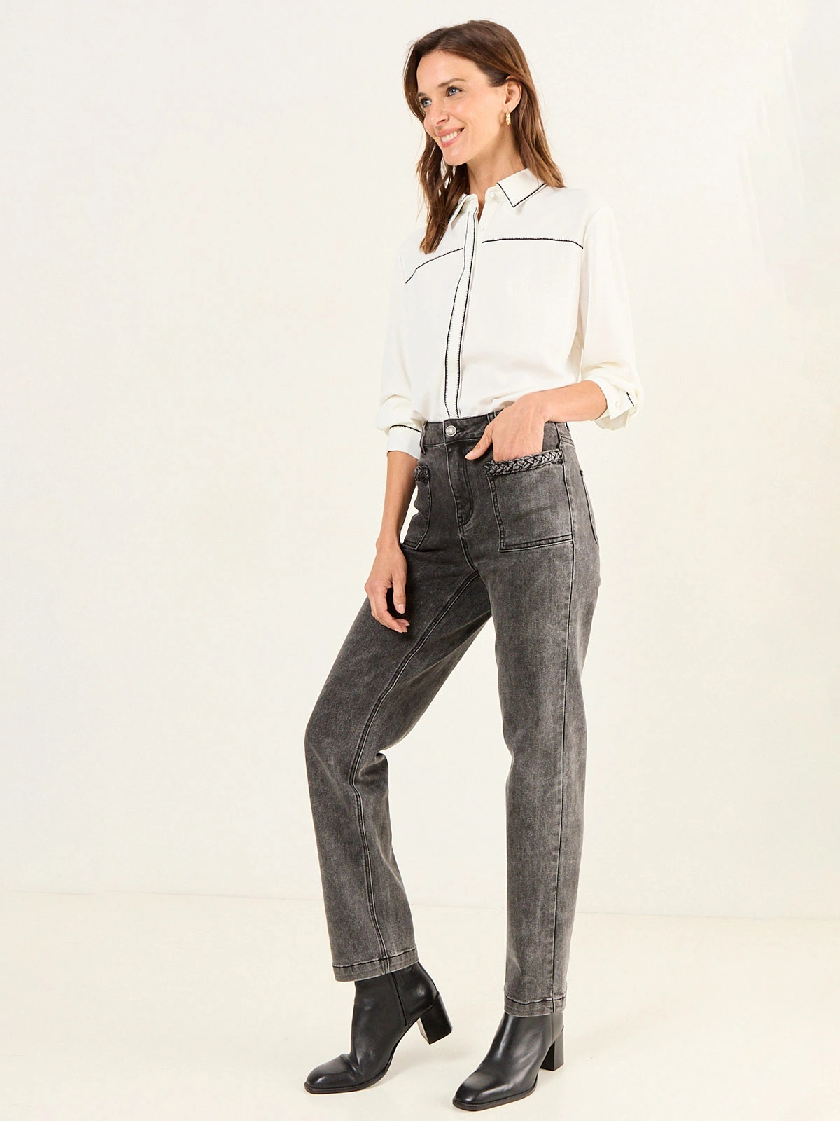 JEANS MUJER MA GRIFFE ALGODÓN WIDE LEG TRENZA - 2