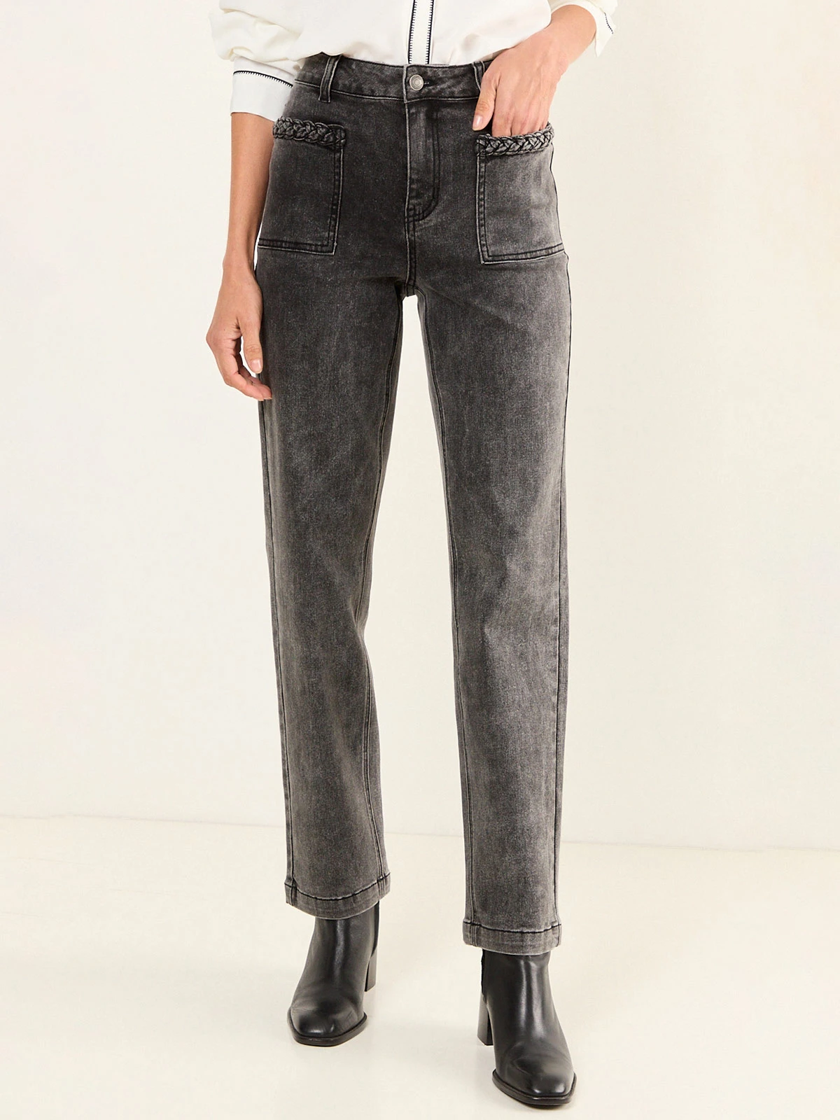 JEANS MUJER MA GRIFFE ALGODÓN WIDE LEG TRENZA - 3