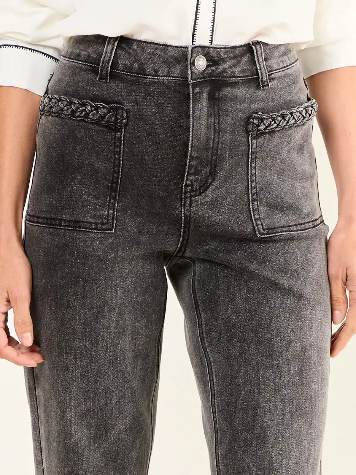 JEANS MUJER MA GRIFFE ALGODÓN WIDE LEG TRENZA - 5