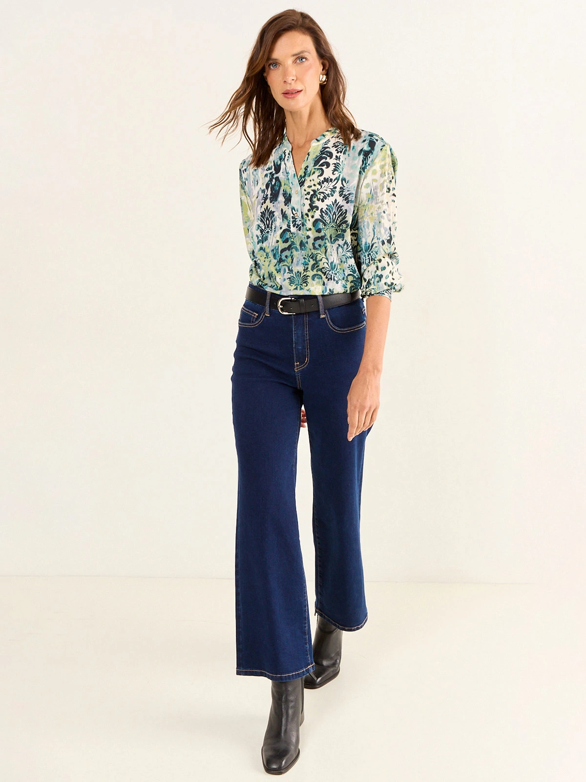 BLUSA MUJER MA GRIFFE CUELLO MAO ESTAMPADA ABOTONADA - 1