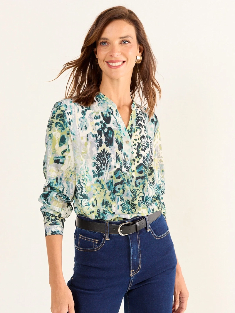 BLUSA MUJER MA GRIFFE CUELLO MAO ESTAMPADA ABOTONADA - 3