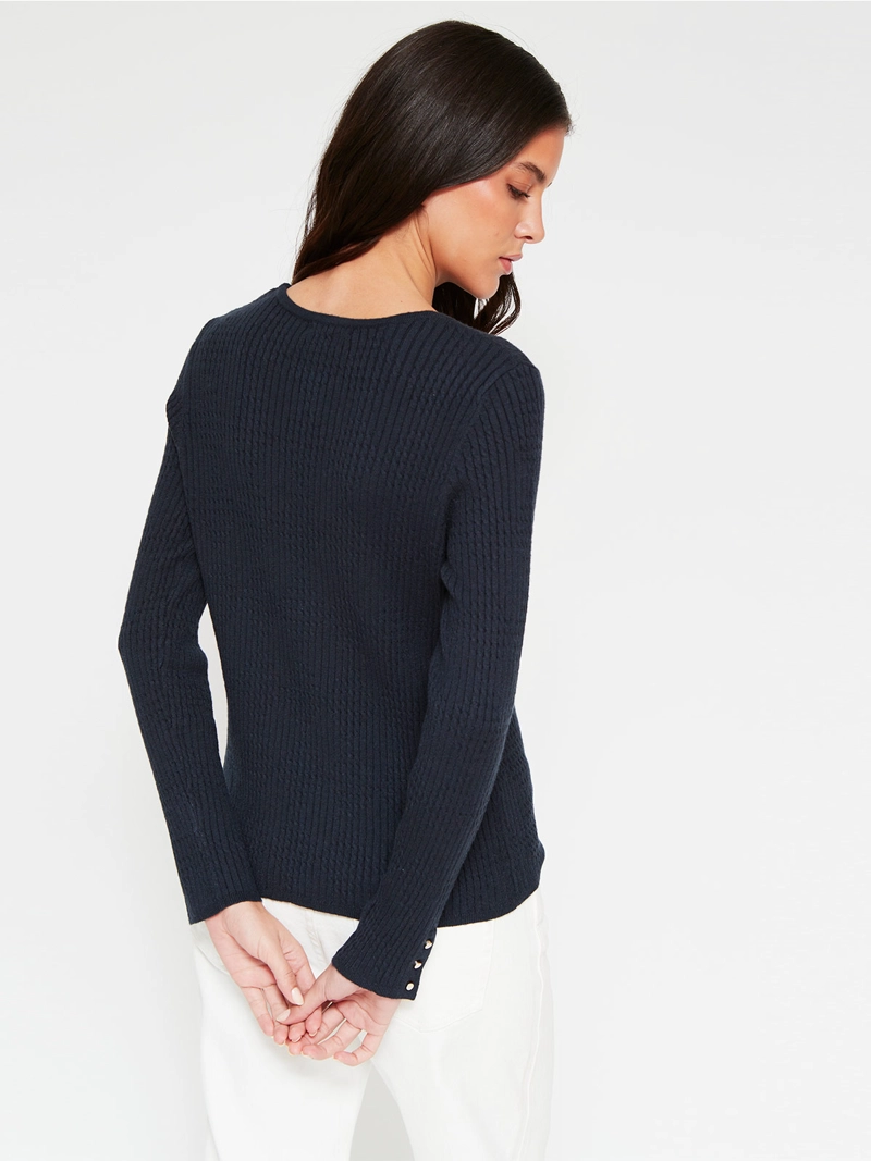 SWEATER MUJER CACHAREL MANGA LARGA TEXTURA Y BOTONES - 2