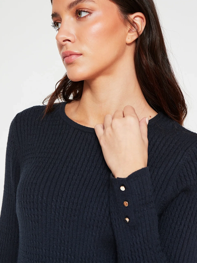 SWEATER MUJER CACHAREL MANGA LARGA TEXTURA Y BOTONES - 3