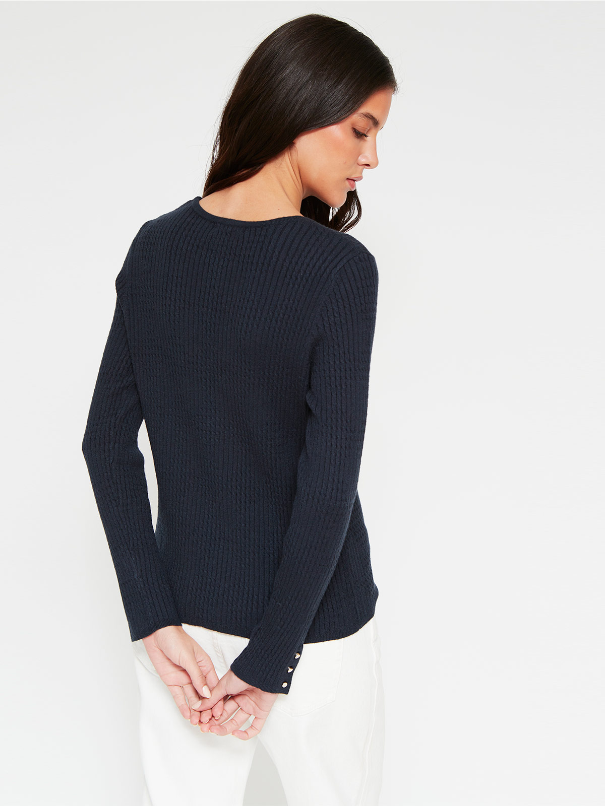 SWEATER MUJER CACHAREL MANGA LARGA TEXTURA Y BOTONES - 2