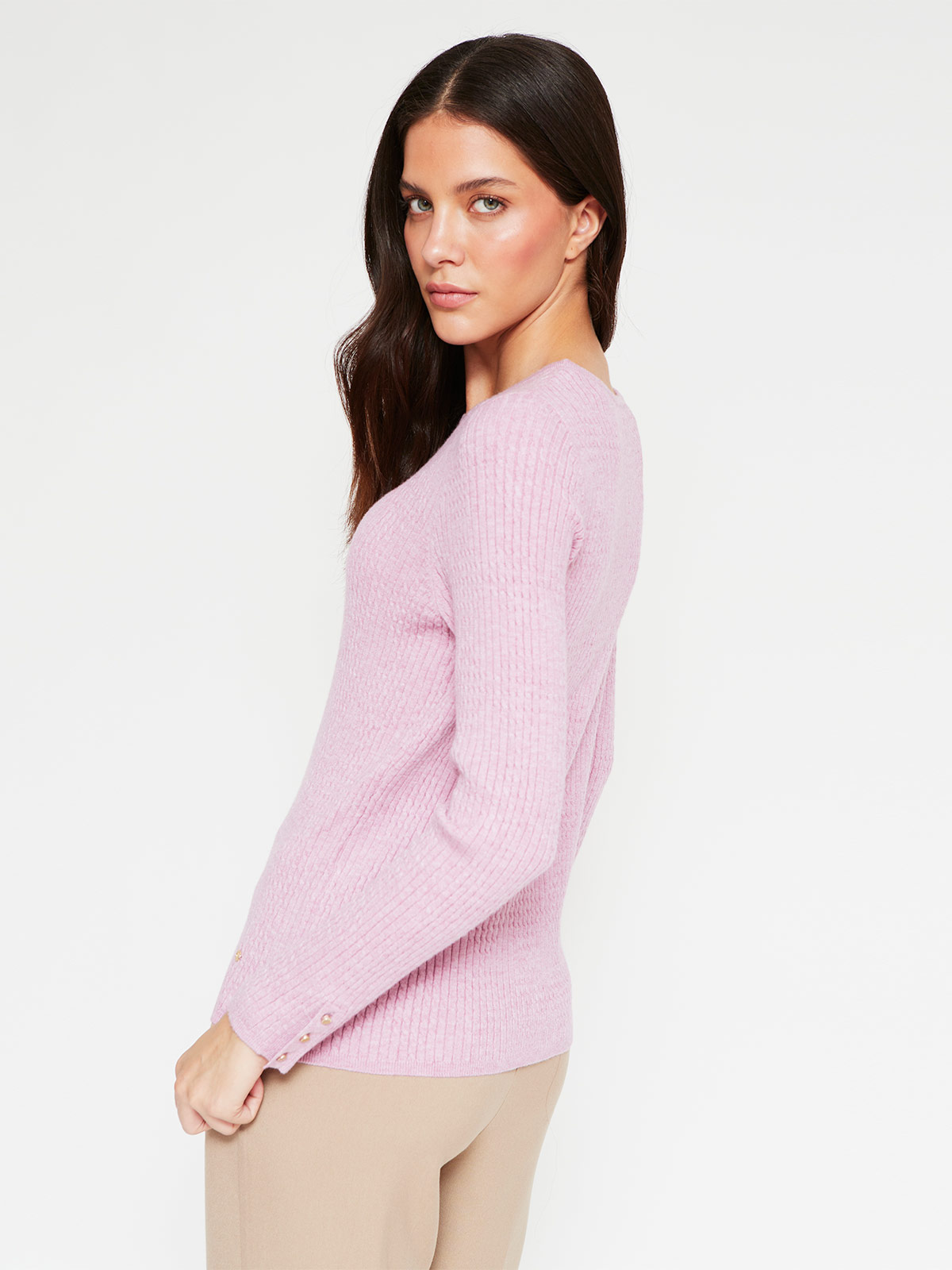 SWEATER MUJER CACHAREL MANGA LARGA TEXTURA Y BOTONES - 2
